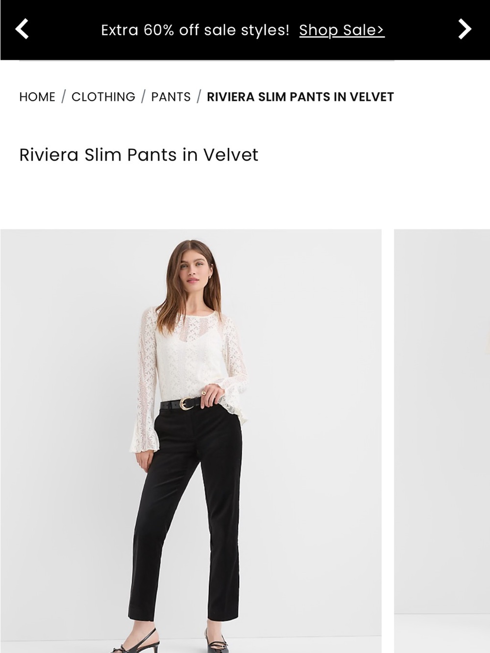LOFT Black Riviera Slim Velvet Pants